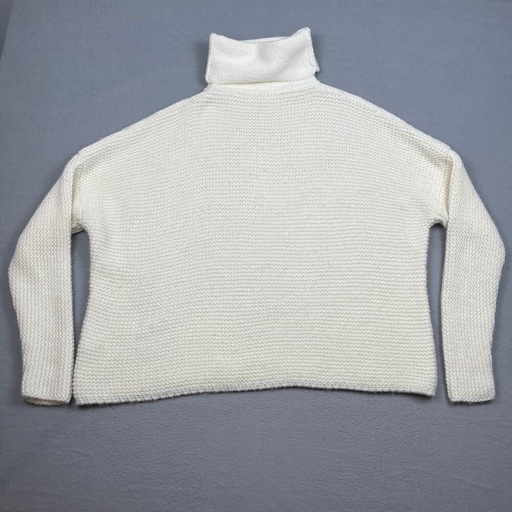Marcella NYC Pia Turtleneck Sweater Cream Waffle Italian Wool Blend Women's XL